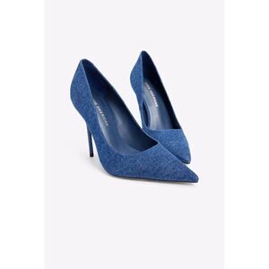 Good American Women's Emma Blue Denim Stiletto Heel Pumps Size 4 NEW With Box